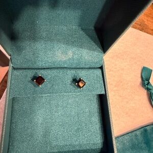 1928 Black Stone Stud Earrings